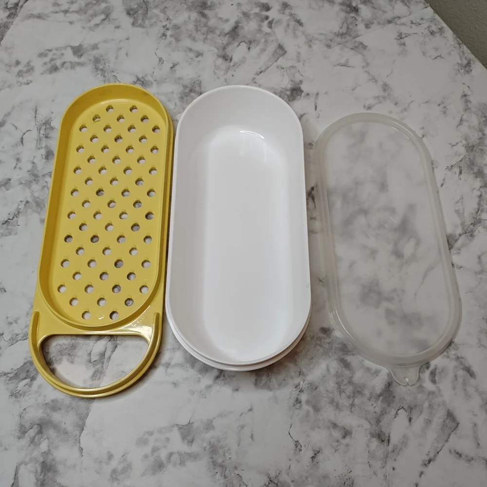 Vintage Tupperware Cheese Grater and Storage Container Yellow